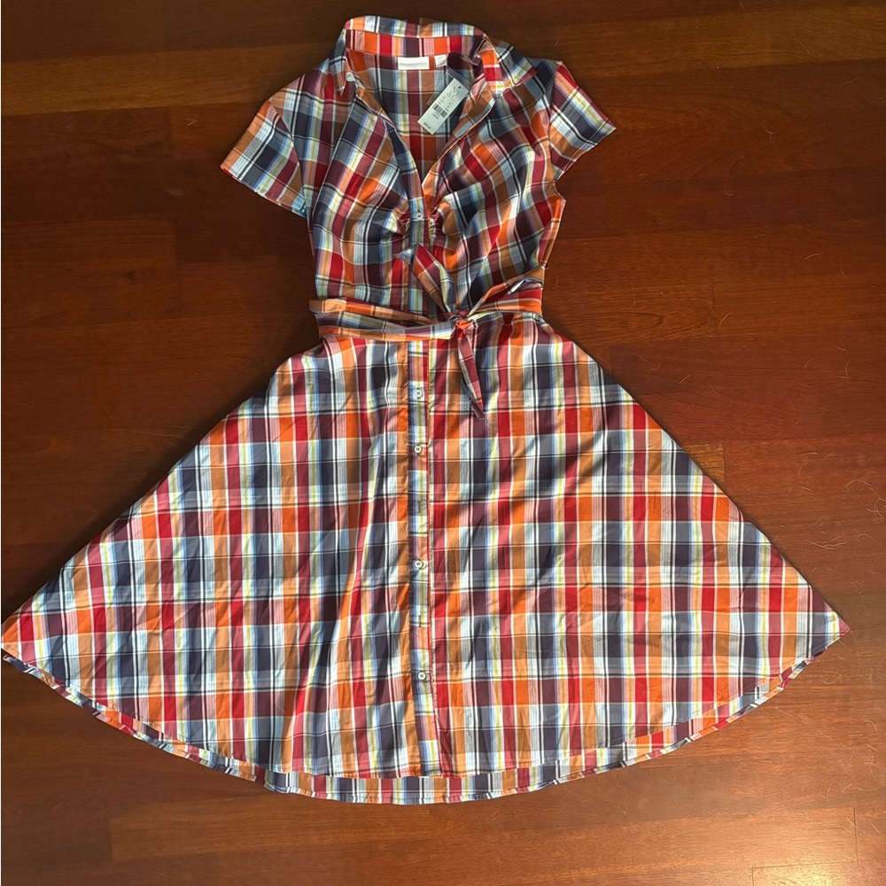 New York & Company Red and Blue Plaid Dress